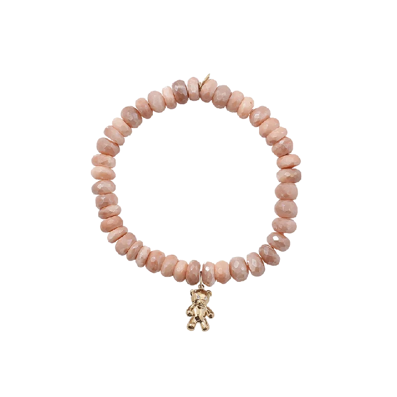 Teddy Bear Salmon Moonstone Bracelet