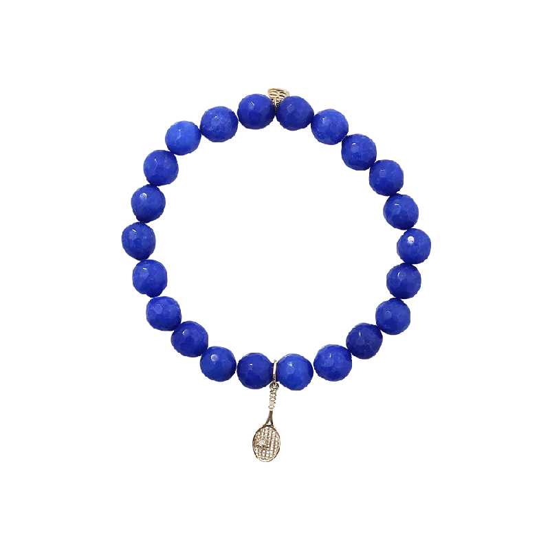 Tennis Raquet Royal Jade Beaded Bracelet