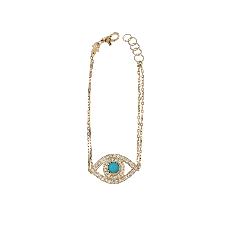 Turquoise And Diamond Big Eye Bracelet