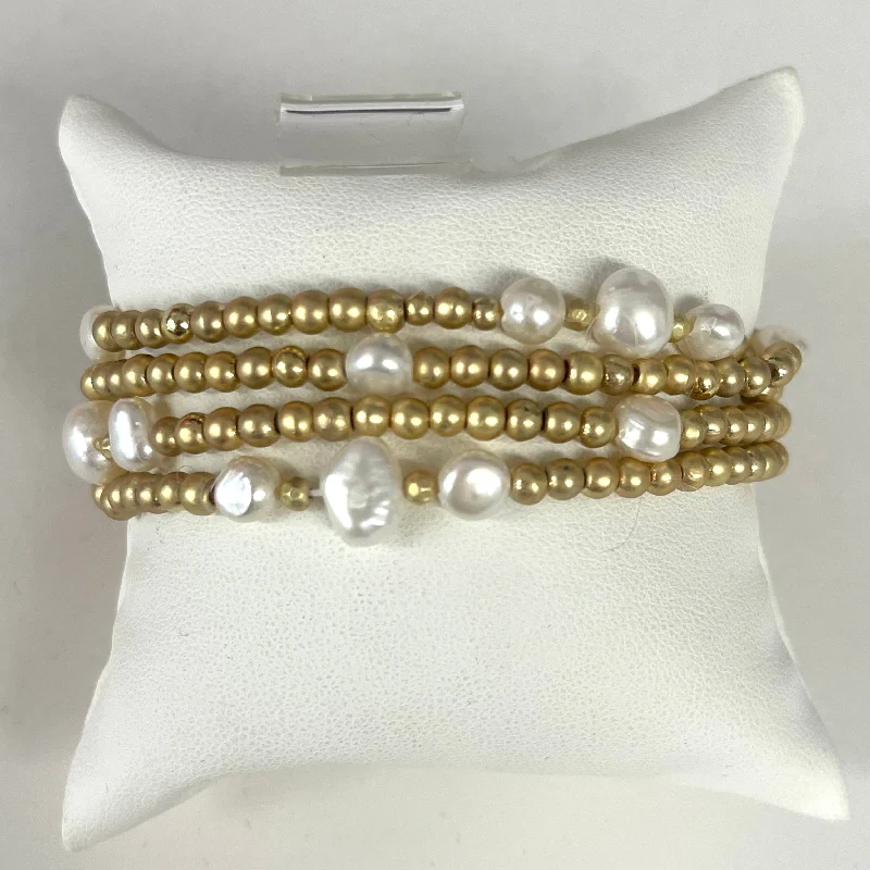 Gold And Pearl Stretch Bracelet/Necklace