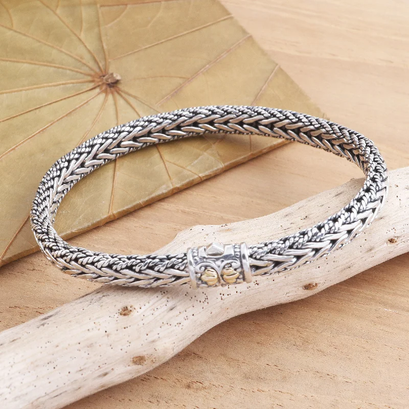 Well Known Handmade Sterling Silver and Gold Accented Braided Bracelet