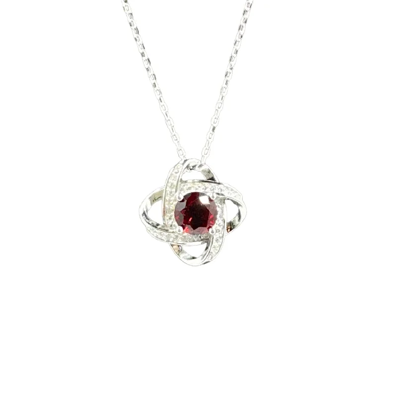 Yara Sterling Silver Necklace Ruby Red and Diamond